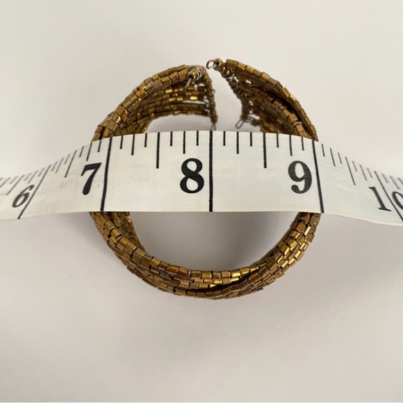 Beaded Gold Tone Cuff Bracelet - Picture 4 of 4